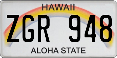 HI license plate ZGR948