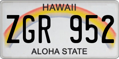 HI license plate ZGR952