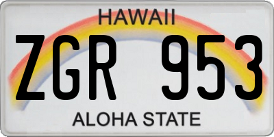 HI license plate ZGR953