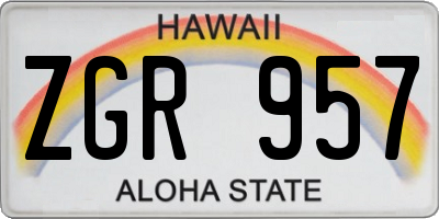 HI license plate ZGR957