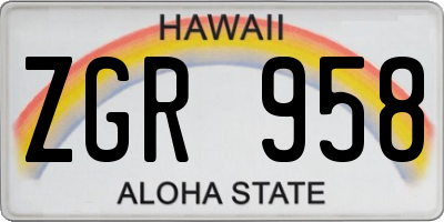 HI license plate ZGR958