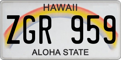 HI license plate ZGR959