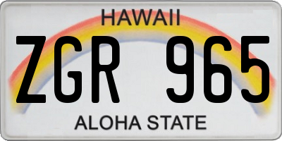 HI license plate ZGR965