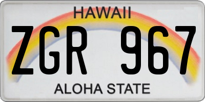HI license plate ZGR967