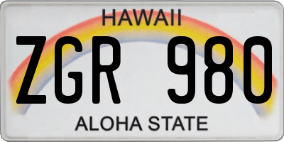 HI license plate ZGR980