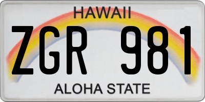 HI license plate ZGR981