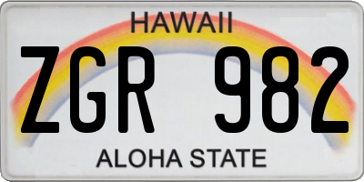 HI license plate ZGR982