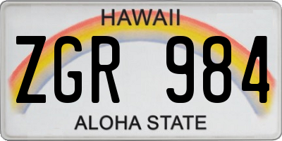 HI license plate ZGR984