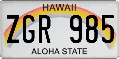 HI license plate ZGR985