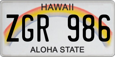 HI license plate ZGR986