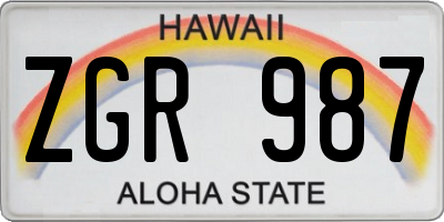 HI license plate ZGR987