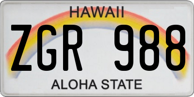 HI license plate ZGR988
