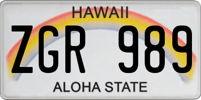 HI license plate ZGR989