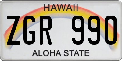HI license plate ZGR990
