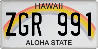 HI license plate ZGR991