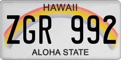 HI license plate ZGR992