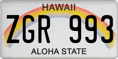 HI license plate ZGR993