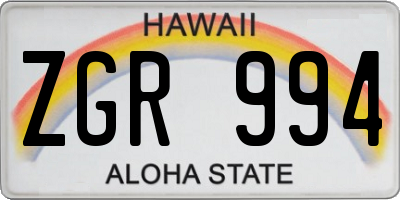 HI license plate ZGR994