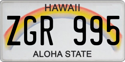 HI license plate ZGR995