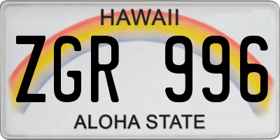 HI license plate ZGR996