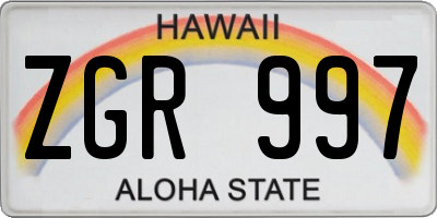 HI license plate ZGR997