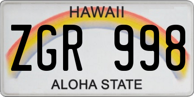 HI license plate ZGR998