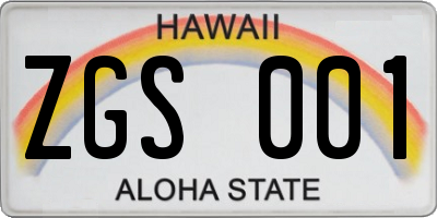 HI license plate ZGS001