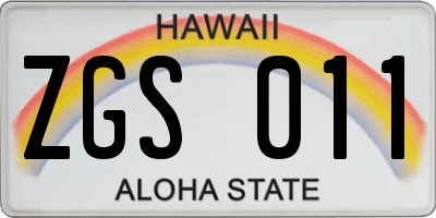 HI license plate ZGS011