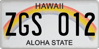 HI license plate ZGS012