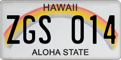 HI license plate ZGS014