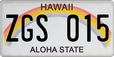 HI license plate ZGS015