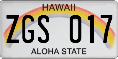 HI license plate ZGS017