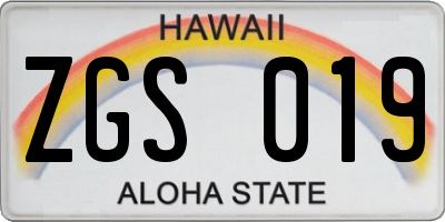 HI license plate ZGS019