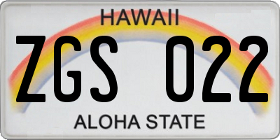 HI license plate ZGS022