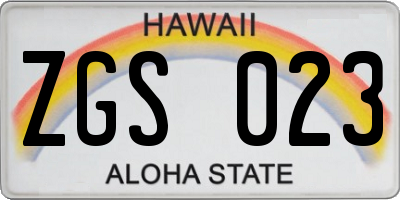 HI license plate ZGS023