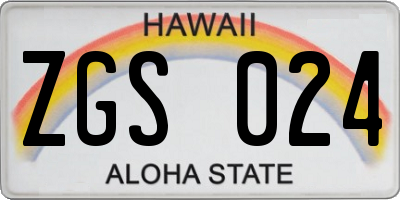 HI license plate ZGS024