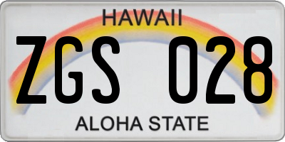 HI license plate ZGS028