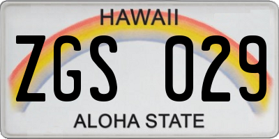 HI license plate ZGS029