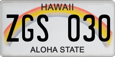HI license plate ZGS030