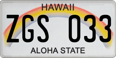 HI license plate ZGS033
