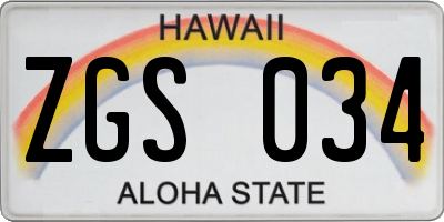 HI license plate ZGS034