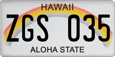 HI license plate ZGS035