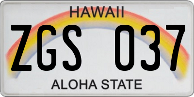 HI license plate ZGS037