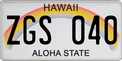 HI license plate ZGS040