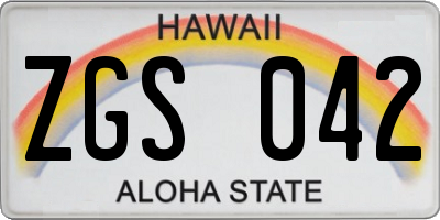 HI license plate ZGS042