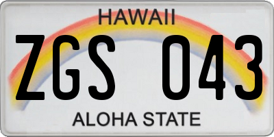 HI license plate ZGS043