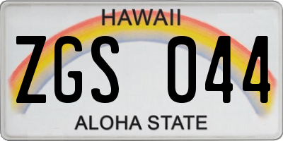 HI license plate ZGS044