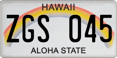 HI license plate ZGS045