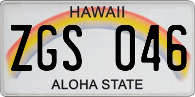 HI license plate ZGS046