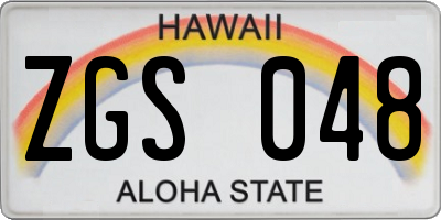 HI license plate ZGS048
